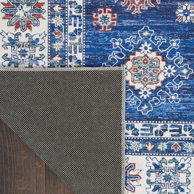 Fulton Vintage Blue Persian-Inspired 7'10" x 9'10" Non-Slip Flatweave Rug