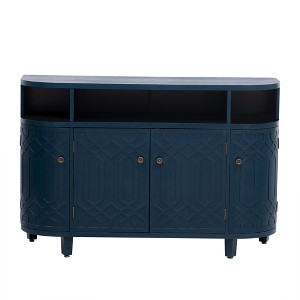 Chery Life Blue U_Style Curved Design Storage Cabinet With Four Doors and Adjustable Shelves, Suitable for Corridors, Entrances and Study. - 1 of 4