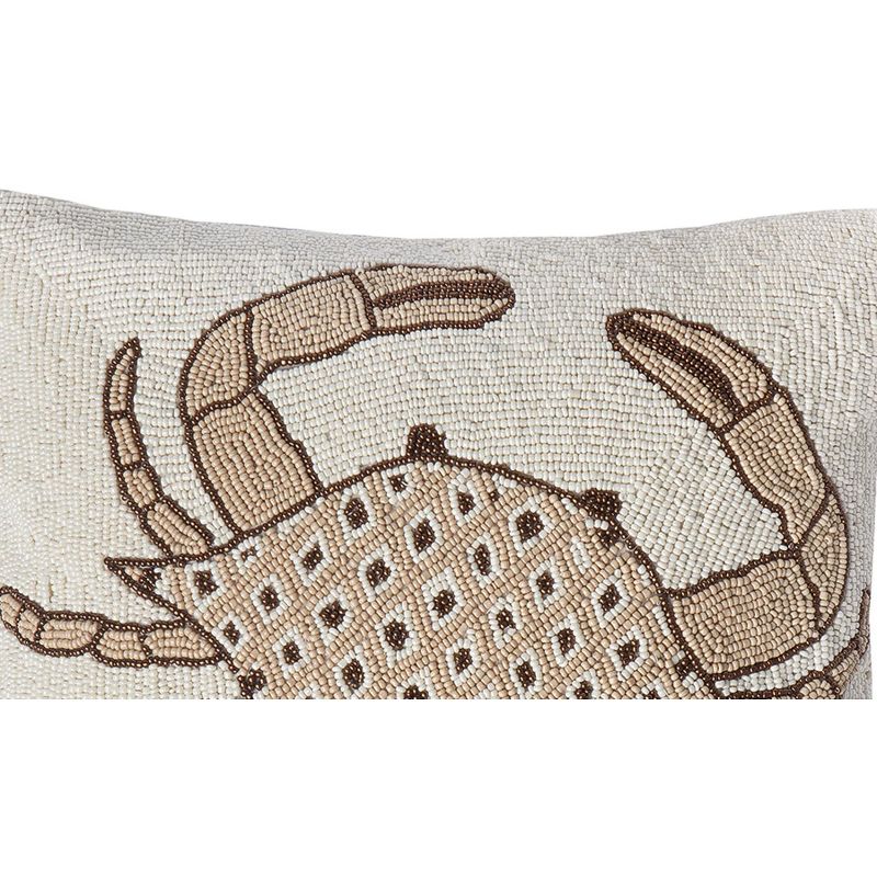 C&F Home 16" x 16" Natural Crab Hand Beaded Throw Pillow, 2 of 5