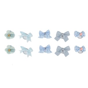 Unique Bargains Women's Fashion Cute Bow Floral Hair Ropes Light Blue 10 Pcs - 1 of 3