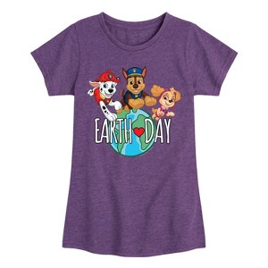 Girls' - Paw Patrol - Earth Day Globe Fitted Short Sleeve Graphic T-Shirt - 1 of 4