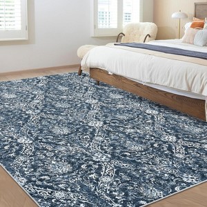 Farmhouse Floral Area Rug – Washable, Low Pile, Non-Slip, Stain-Resistant Carpet for Bedroom or Living Room - 1 of 4