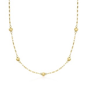 Ross-Simons Italian 14kt Yellow Gold Bead Station Lumachina-Chain Necklace - 1 of 4