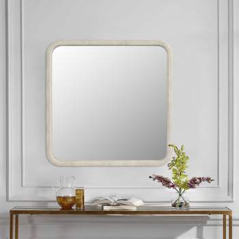 Sofie 23.62"x23.62" Decorative Wall Mirrors With Square PU Covered MDF Framed Mirror-The Pop Home