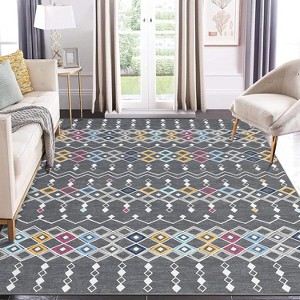 Acekool Area Rug Machine Washable Non Slip Low Pile Geometric Farmhouse Accent Rug for Living Room Bedroom Nursery - 1 of 4