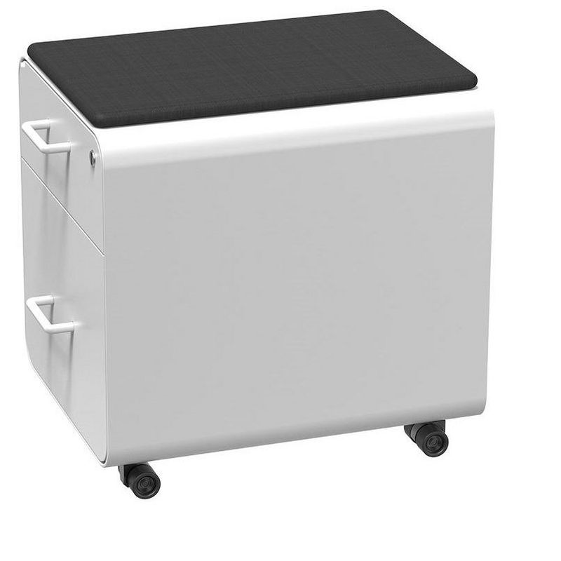 Monoprice Round Corner 2-Drawer File Cabinet - White, Lockable With Seat Cushion - Workstream Collection, 3 of 7