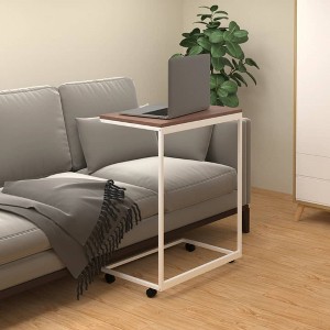 vidaXL Side Table with Wheels White 21.7 in.x13.8 in.x27.6 in. Engineered Wood - 1 of 4