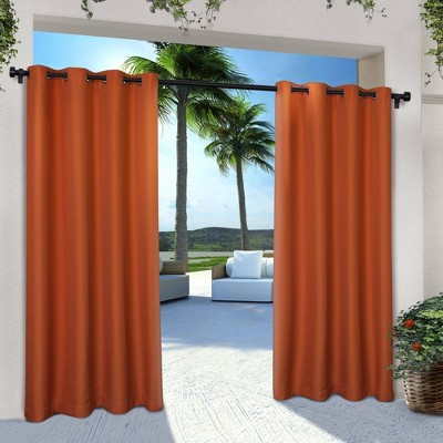 Set of 2 120"x54" Solid Cabana Grommet Top Light Filtering Curtain Panels Orange - Exclusive Home