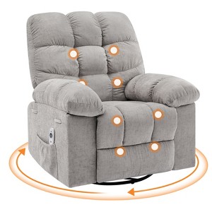 Rocking Recliner Chair for Adults, Upholstered Glider Rocker with Vibration Massage and Heat, 360° Swivel Single Sofa for Living Room Bedroom - 1 of 4
