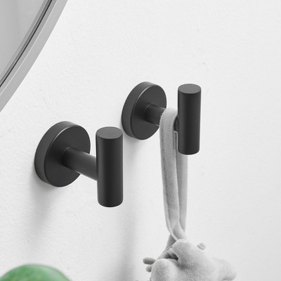 Matte Black Stainless Steel Wall Mounted Towel and Robe Hooks, 2-Pack