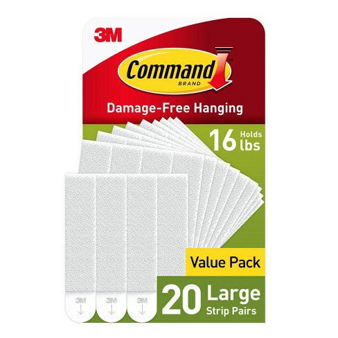 Command 20 Pairs Large Picture Hanging Strips Decorative Hooks : Target