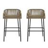 Outdoor Rope Bar Stools Set of 2,UV Resistant Bar Stools with Metal Frame for Patio or Garden,Modern Bar Stools for Alfresco Dining-Koiai - 3 of 4