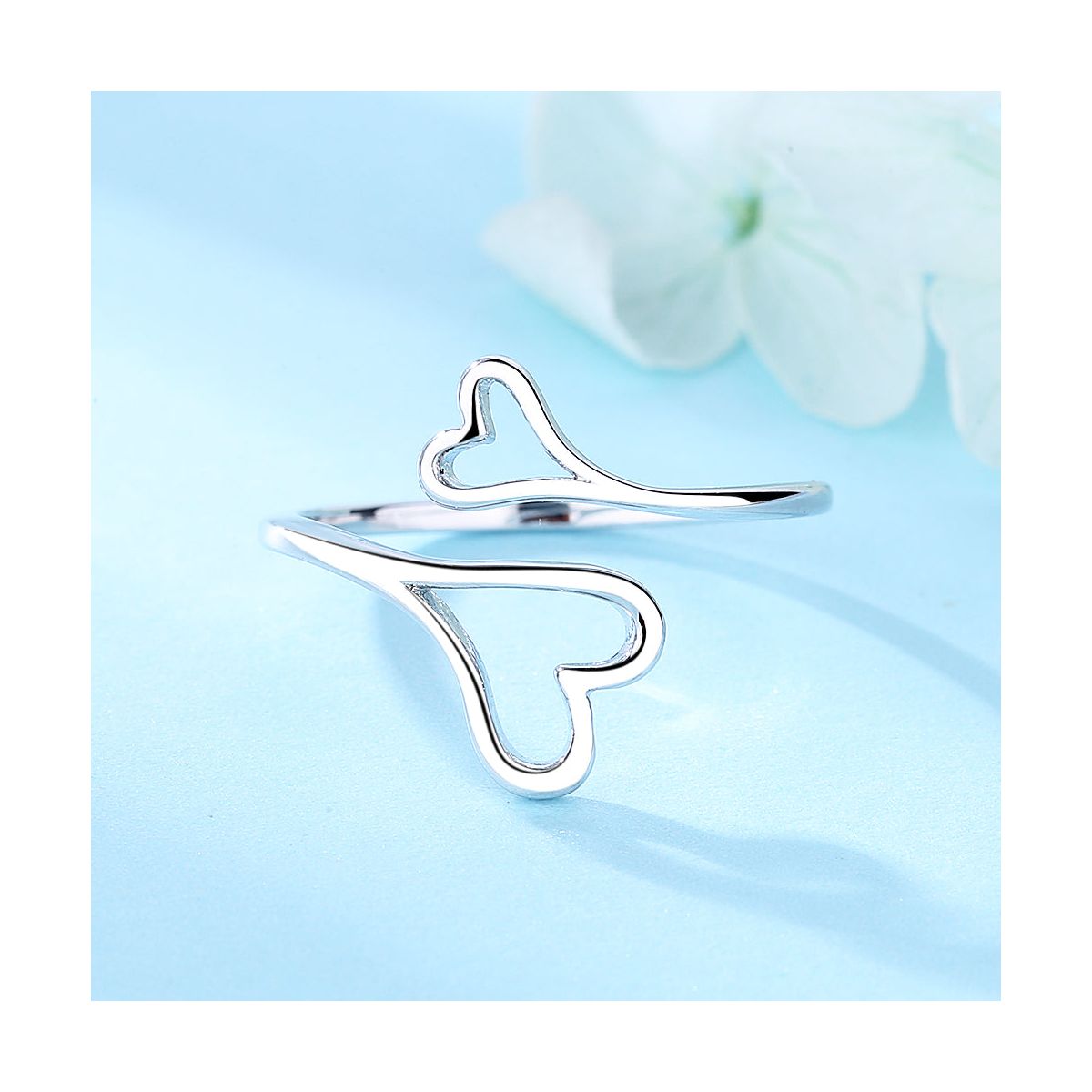 Sterling Silver Heart Bypass Ring - thumbnail 2