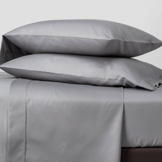Queen 500 Thread Count Tri-Ease Solid Sheet Set Light Gray - Threshold™