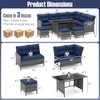 Costway 7 PCS Patio Dining Furniture Set PE Rattan Sectional Sofa Set with Soft Cushions White/Black/Blue/Gray - 3 of 4