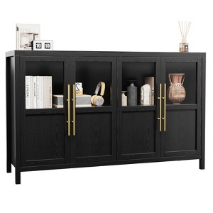 Sideboard Buffet Cabinet with Glass Doors, Large Buffet Cabinet with Storage, Modern Farmhouse Storage Cabinet Table for Kitchen Dining Room - 1 of 4