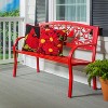 Evergreen Cardinals Metal Garden Bench, Red - 2 of 4
