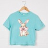 Bunny Watercolor With Bow - Women's Boxy Crop Top Graphic T-Shirt - 3 of 4