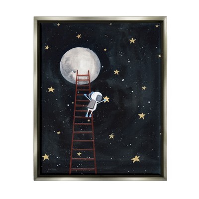 Stupell Industries Astronaut Hanging Stars Outer Space Ladder to Moon