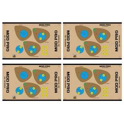 Morrell Yellow Jacket MOD Pro ASA and IBO Shooting Bullseyes with Universal Scoring, Grommets, & Hook & Loop Fastener for Archery Target, 4 Pack, Tan