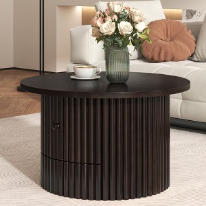 Racxily Vintage Oval Coffee Table with Drawer and Storage Shelf, Antique Cocktail Table in 45", French Country Accent Table for Living Room - 1 of 4