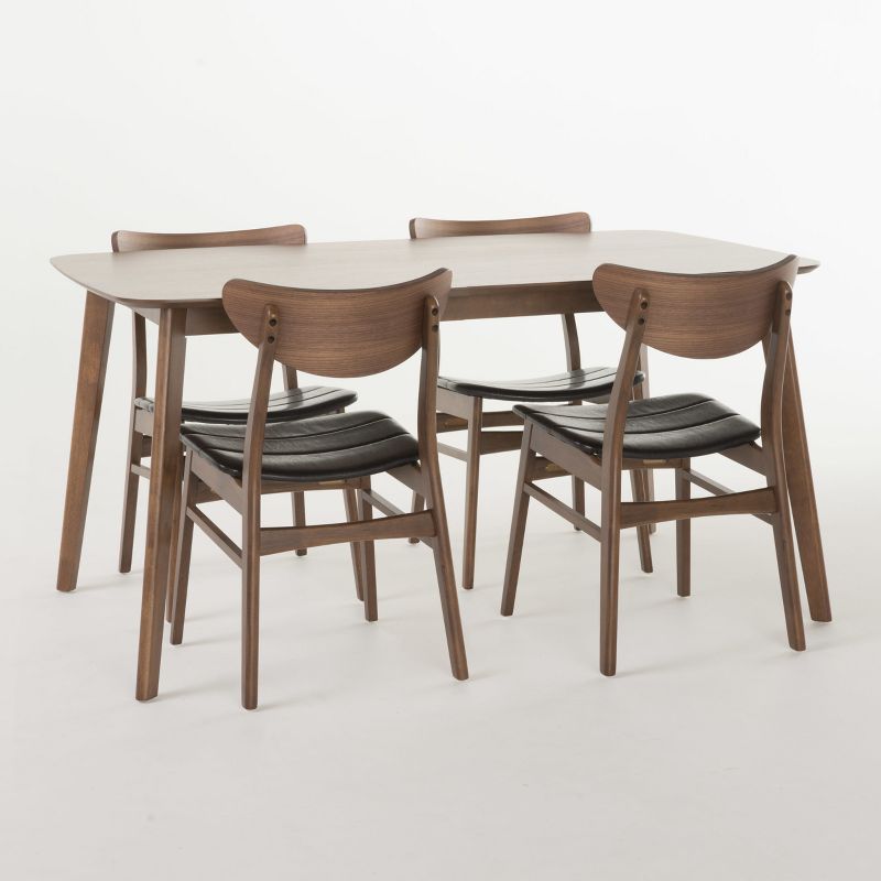 5pc Anise 59&#34; Dining Set Walnut/Dark Brown - Christopher Knight Home, 1 of 6