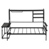 TIRAMISUBEST Twin/Full Size Metal Daybed with Movable Desk and Metal Grid, Modern Daybed Frame Sofa Bed with Storage Shelves and Clothes Hanger - 4 of 4