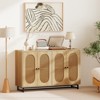 Tangkula Sideboard Buffet Cabinet 50" Rattan Coffee Bar Cabinet with 4 Doors and Adjustable Shelves - 3 of 4