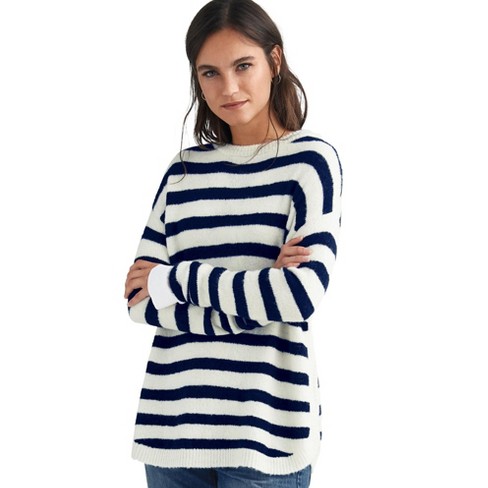 Ellos Women's Plus Size Striped Tunic Sweater - 34/36, Beige : Target
