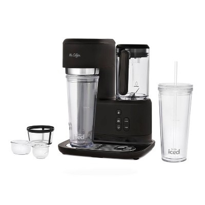 Mr. Coffee Frappe Single-Serve Iced and Hot Coffee Maker/Blender with 2 Reusable Tumblers and Coffee Filter  - Black