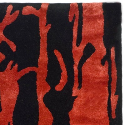 Soho Black and Red Wool Runner Rug