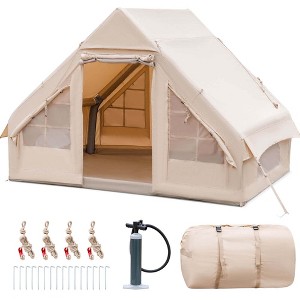 Costway Inflatable Camping Tent 2-6 People Cotton Glamping Tent for Family Camping - 1 of 4
