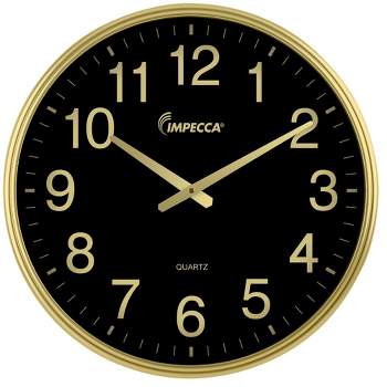 Impecca 18-inch Quiet Movement Wall Clock - Gold/Black