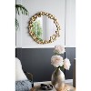 Vynxaria 35" Gold Leaf Round Wall Mirror - Modern Decorative Mirror for Living Room & Entryway - 2 of 4