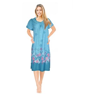 JEFFRICO Womens Nightgowns Muumuu Lounger House Dress Sleepwear Silky Soft Pajama Dress Nightshirts - 1 of 4