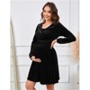 Clearlove Women's Velvet Maternity Nursing Dress Stretchy Breastfeeding Gown Elegant Bump Flowy Maxi - 3 of 4