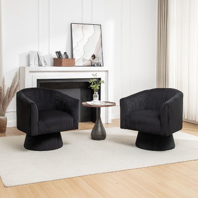 SEYNAR Mid Century Modern Velvet 360 Degree Swivel Accent Chair Set of 2