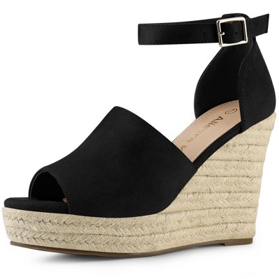 Allegra K Women s Espadrilles Platform Heels Wedges Sandals Black