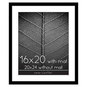 Americanflat 20x24 Picture Frame with Polished Plexiglass - Use as 16x20 Frame with Mat or 20x24 Frame Without Mat - Black - 1 of 4