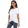 Women's Knot Tunics Tops V Neck Short Sleeve Casual Blouse T-Shirt - 3 of 4