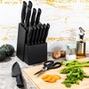 Itopfox 15-Piece Kitchen Knife Set with Block, Self-Sharpening, Dishwasher Safe, Anti-Slip Handle, Black - 2 of 4