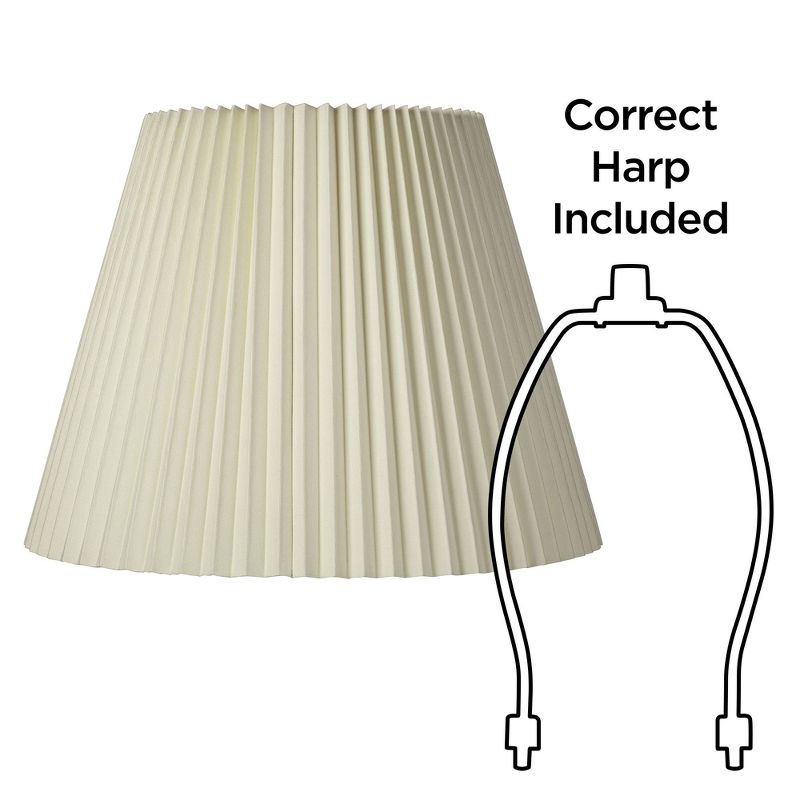 Springcrest Set of 2 Knife Pleat Empire Lamp Shades Ivory Large 11" Top x 19" Bottom x 14.25" High Spider Harp and Finial Fitting, 5 of 7