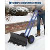 Wheeled Snow Plow Shovel, Heavy-Duty Steel Black Blade with Double Handle, Back Saver Pusher for Snow Removal on Driveway, Sidewalks and Doorways - 3 of 4