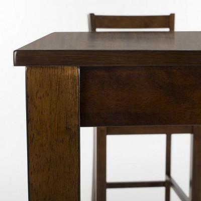 Transitional Brown Wood 5-Piece Pub Set with 4 Chairs