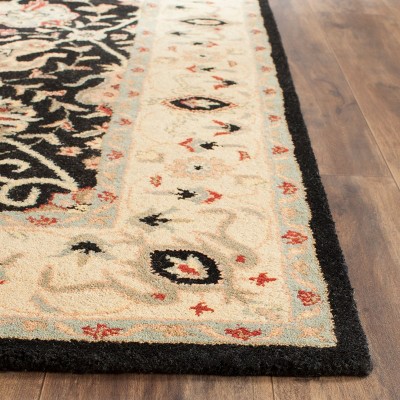 Antiquity Black and Gold Handmade Wool Area Rug 4' x 6'