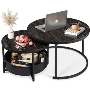 Coffee Table Set, Round Nesting Small Tables with Storage for Living Room, Apartment, Bedroom, 31.5" & 23.6" - 1 of 4