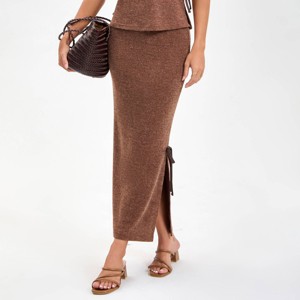 Women's Side-Tie Pencil Skirt - A New Day™ Brown - 1 of 4