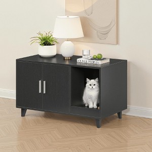 MAYEERTY 33*19" Modern Hidden Cat Cabinet with Scratch Pad - Living Room, Black - 1 of 4