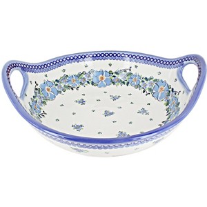 Blue Rose Polish Pottery MU07 Galia Deep serving Bowl with Handles - 1 of 1