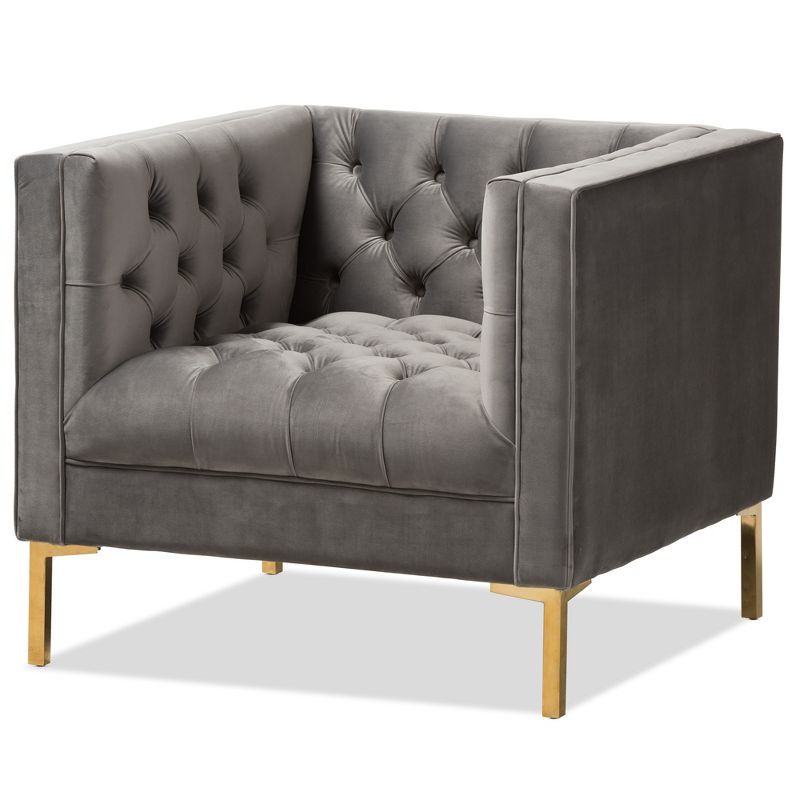 Zanetta Luxe And Glamour Velvet Upholstered Gold Finished Lounge Chair - Baxton Studio, 1 of 13